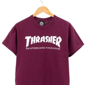 Thrasher Skateboard Magazine Maroon Short Sleeve Crew Neck T-Shirt Size Medium